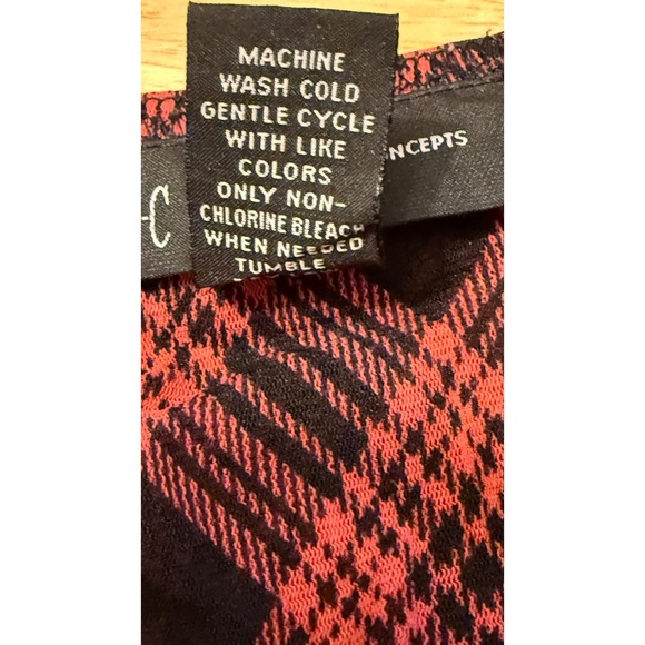 INC International Concepts Womens 2X Plaid Tie Front Ruffle Hem Sheer Blouse Top - Picture 4 of 4